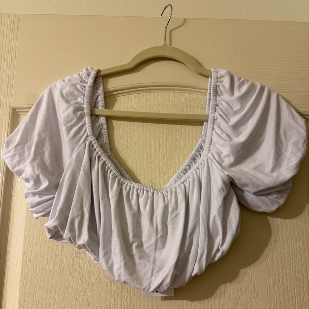 Elegant White Puff Sleeve Crop Top